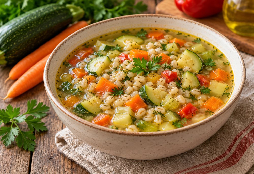 Перловый суп с овощами