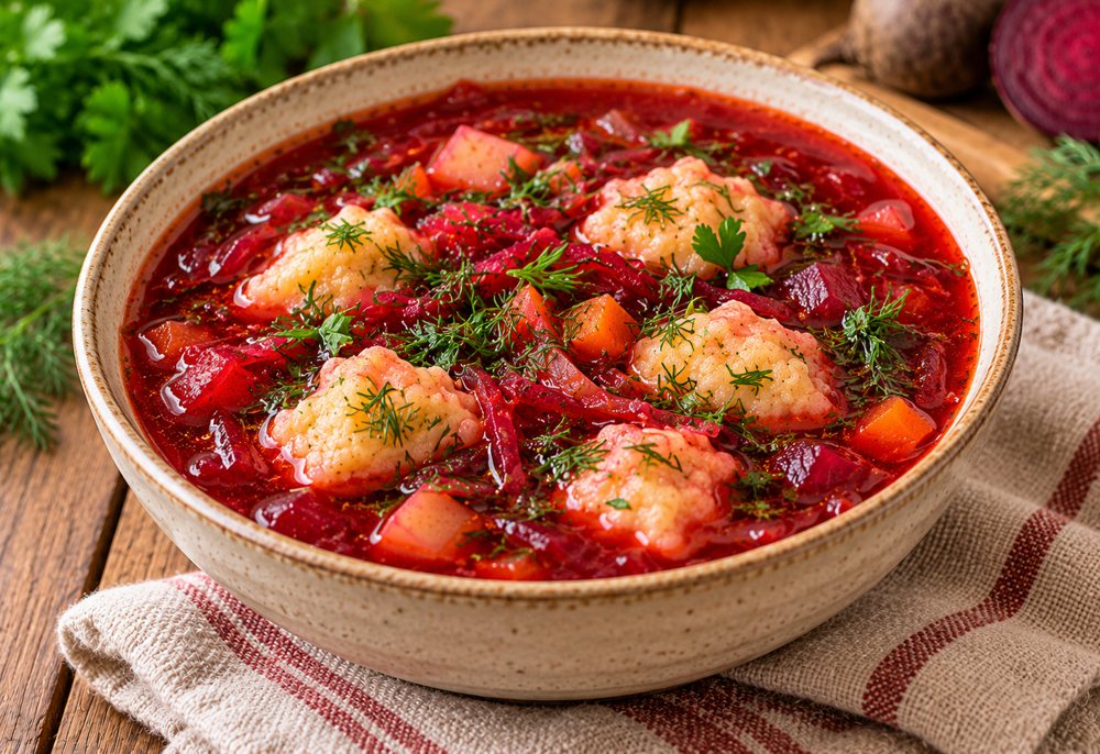 Борщ с галушками
