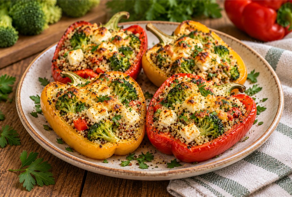Перцы, фаршированные киноа и адыгейским сыром